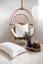 Load image into Gallery viewer, LINEN LUMBAR CUSHION WITH BORDER STITCHING AND FRINGING