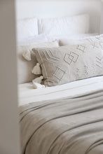 Load image into Gallery viewer, BEADED LINEN LUMBAR CUSHION - NATURAL
