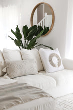 Load image into Gallery viewer, BEADED LINEN LUMBAR CUSHION - NATURAL
