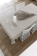 Load image into Gallery viewer, LINEN TABLE CLOTH WITH FRINGING AND BORDER STITCHING
