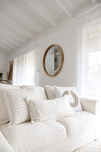 Load image into Gallery viewer, LINEN LUMBAR CUSHION WITH BORDER STITCHING AND FRINGING
