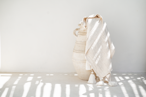 NUSA COTTON THROW BLANKET WITH BEADED TASSELS