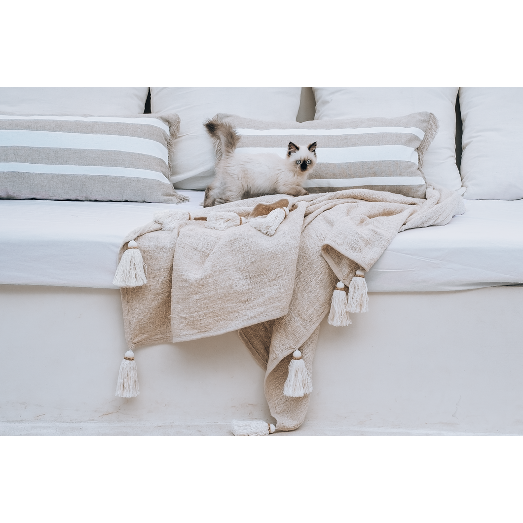 STRIPED LINEN LUMBAR CUSHION