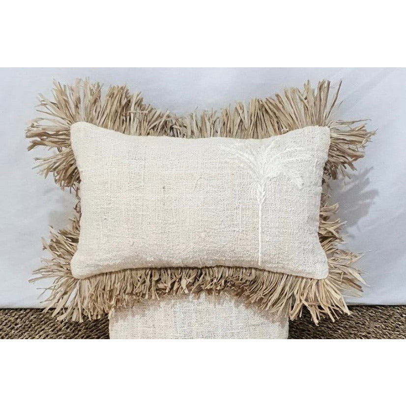 TONE ON TONE PALM TREE LUMBAR CUSHION