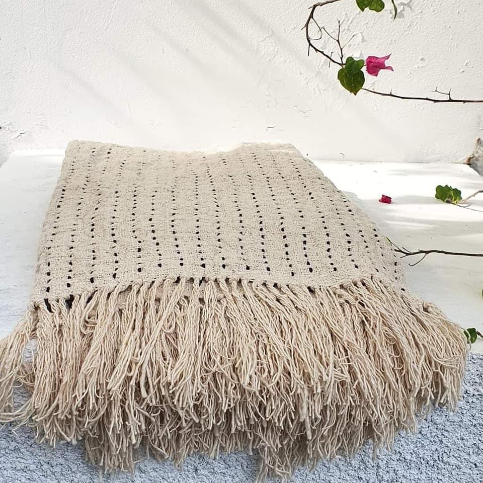 RAW COTTON THROW BLANKET