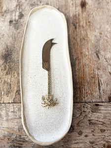 POLISHED BRASS PALM TREE CHEESE KNIFE