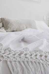 BEADED LINEN LUMBAR CUSHION - NATURAL