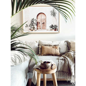 TONE ON TONE PALM TREE LUMBAR CUSHION