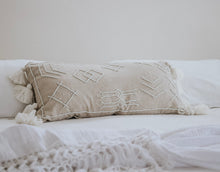Load image into Gallery viewer, BEADED LINEN LUMBAR CUSHION - NATURAL
