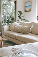Load image into Gallery viewer, BEADED LINEN LUMBAR CUSHION - NATURAL
