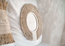 Load image into Gallery viewer, COWRIE SHELL LINEN CUSHION
