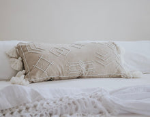 Load image into Gallery viewer, BEADED LINEN LUMBAR CUSHION - NATURAL
