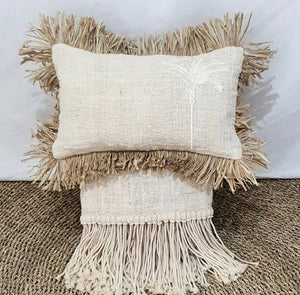 TONE ON TONE PALM TREE LUMBAR CUSHION
