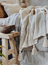 Load image into Gallery viewer, NUSA COTTON THROW BLANKET WITH BEADED TASSELS
