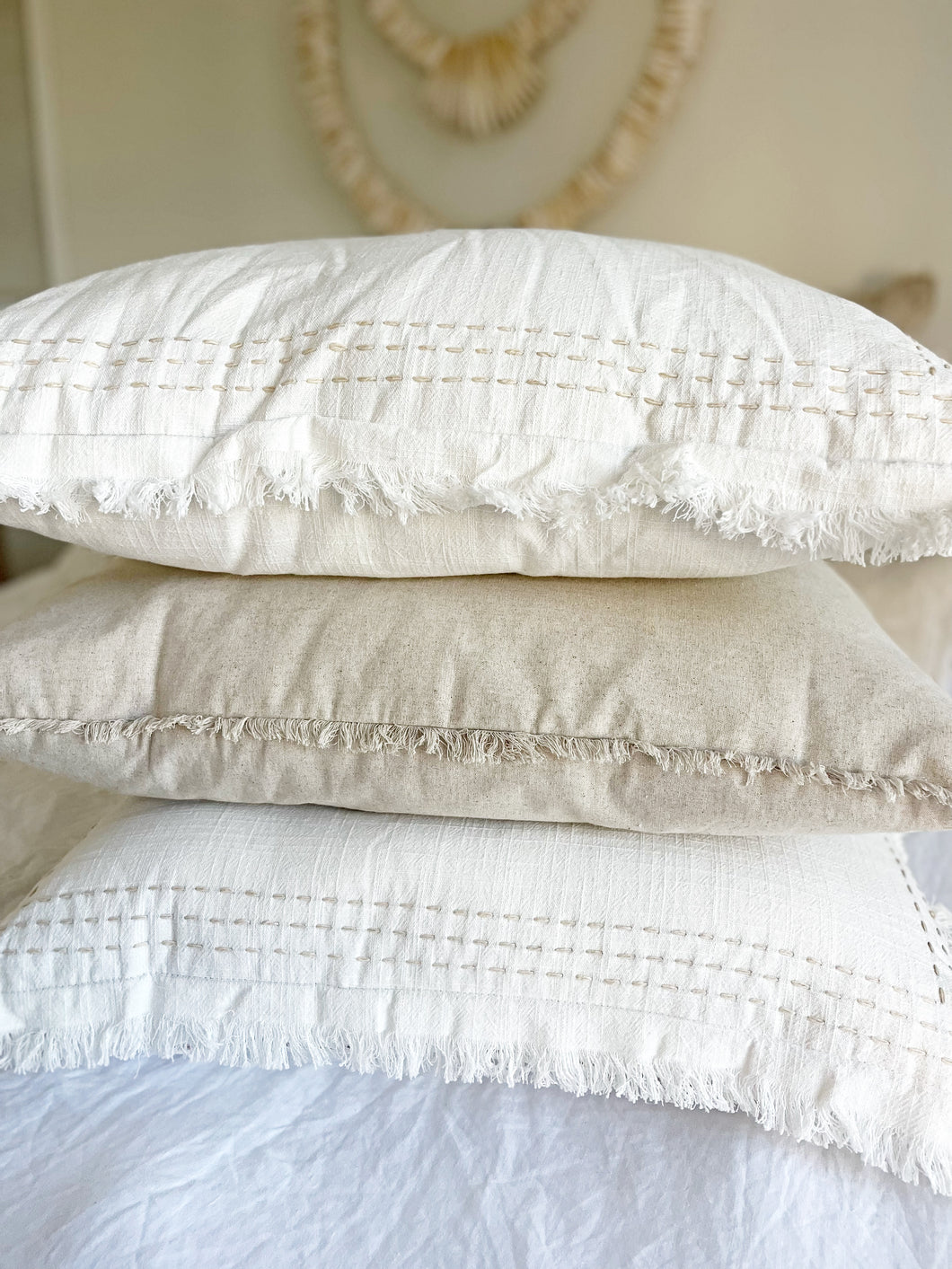 LINEN EURO CUSHIONS WITH FRINGING