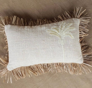TONE ON TONE PALM TREE LUMBAR CUSHION