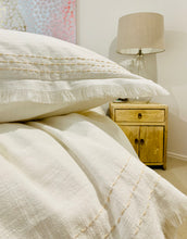 Load image into Gallery viewer, LINEN THROW BLANKET WITH FRINGING AND BORDER STITICHING
