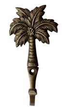 Load image into Gallery viewer, ANTIQUE BRASS PALM TREE HOOKS with COCONUTS
