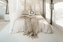 Load image into Gallery viewer, COWRIE SHELL LINEN CUSHION
