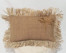 Load image into Gallery viewer, TONE ON TONE PALM TREE LUMBAR CUSHION
