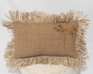 TONE ON TONE PALM TREE LUMBAR CUSHION