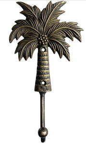 ANTIQUE BRASS PALM TREE HOOKS with COCONUTS