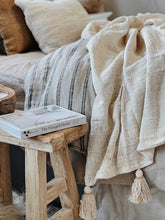 Load image into Gallery viewer, NUSA COTTON THROW BLANKET WITH BEADED TASSELS
